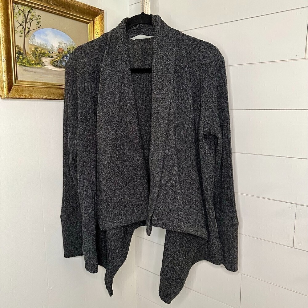 Athleta Tiburon Open Front Waterfall Draped Cardigan Charcoal Grey Size Medium